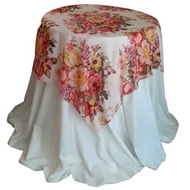 Table Overlay Lotus Flower Mesh 54 X 54 Inches Square Tablecloth Cover Plum